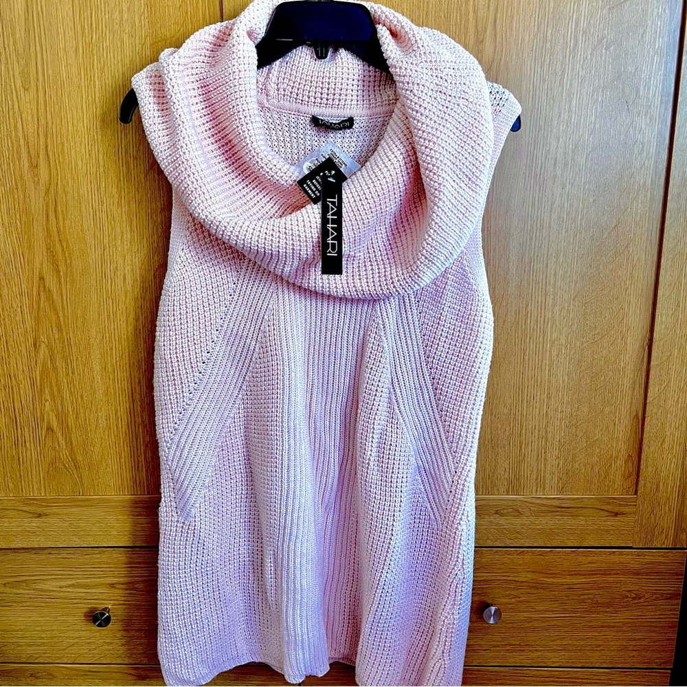 Tahari cowl neck sleeveless sweater Blush pink color BNWT